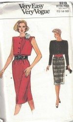 9319 VOGUE STRAIGHT  PULLOVER DRESS SLEEVES OR NOT, BOXY OVERBODICE PATTERN 6-10